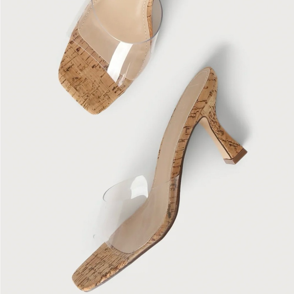 Transparent Cork Heel Sandals